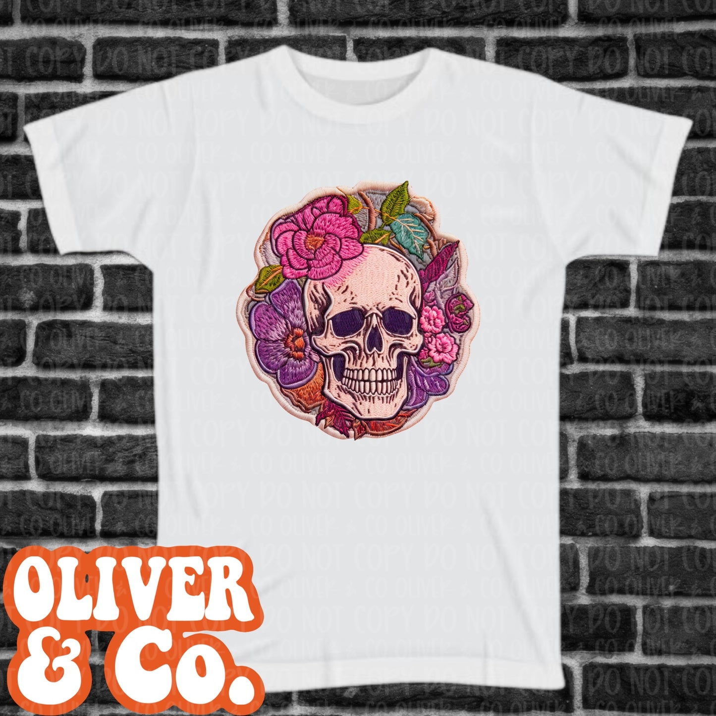 Faux Embroidered Skull