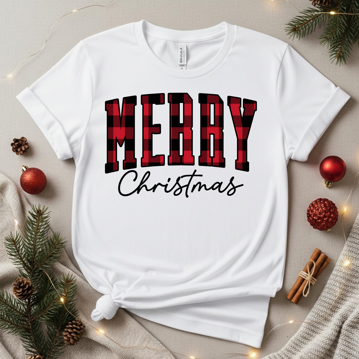 Christmas 2025 - Merry Christmas Plaid Red and Black