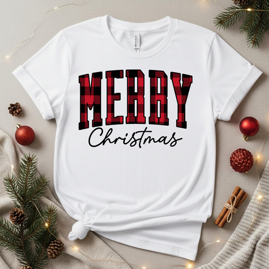 Christmas 2025 - Merry Christmas Plaid Red and Black