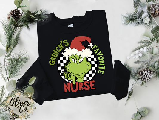 Christmas 2024 - Grinch's Favorite Nurse (Green)