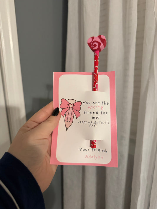Valentine’s Day 2025 — Pencil with Card (Girl)