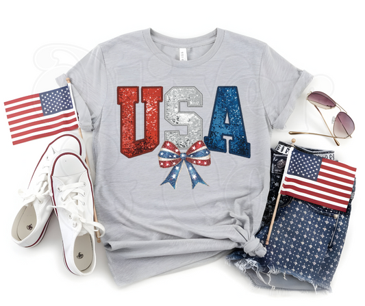 Red, White & Blue -- USA Faux Glitter