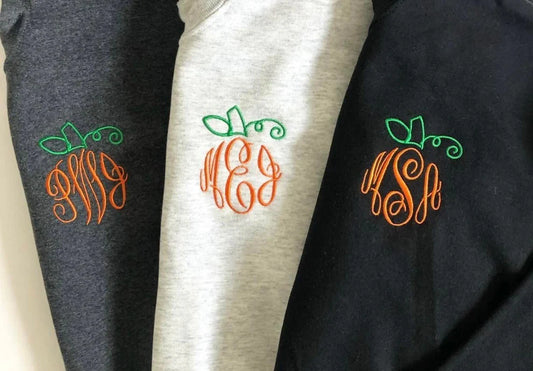 - Embroidered - Pre Order --> Pumpkin Monogram