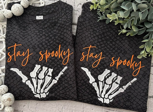 - Embroidered - Pre Order --> Stay Spooky Skelton Hand