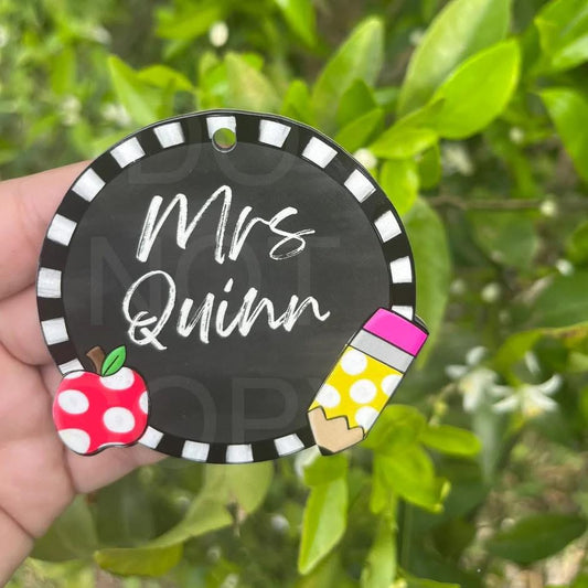 Teacher Pencil Apple Circular Tag