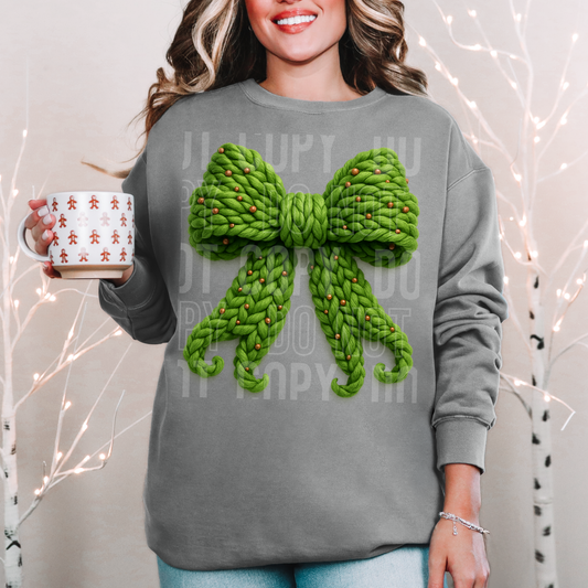 Christmas 2025 - Grinch Faux Knitted Bow