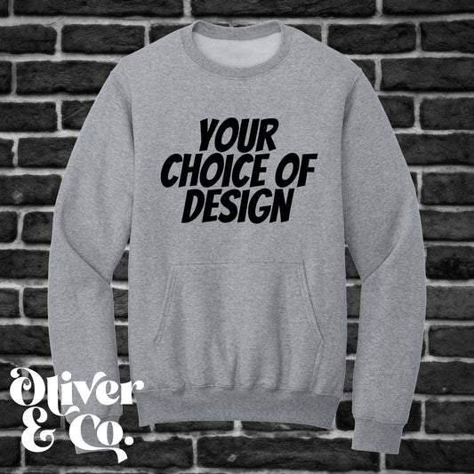 Fleece Crewneck Pocket Sweatshirt ~ Pick your own design!