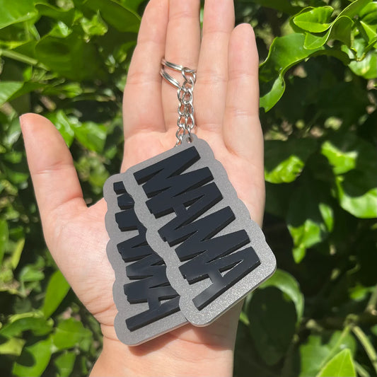 Mama Matte Gray and Glossy Black Acrylic Keychain