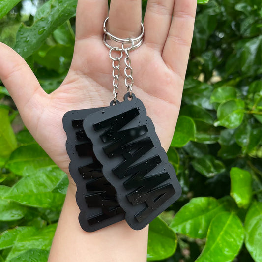 Mama Matte Black and Glossy Black Acrylic Keychain