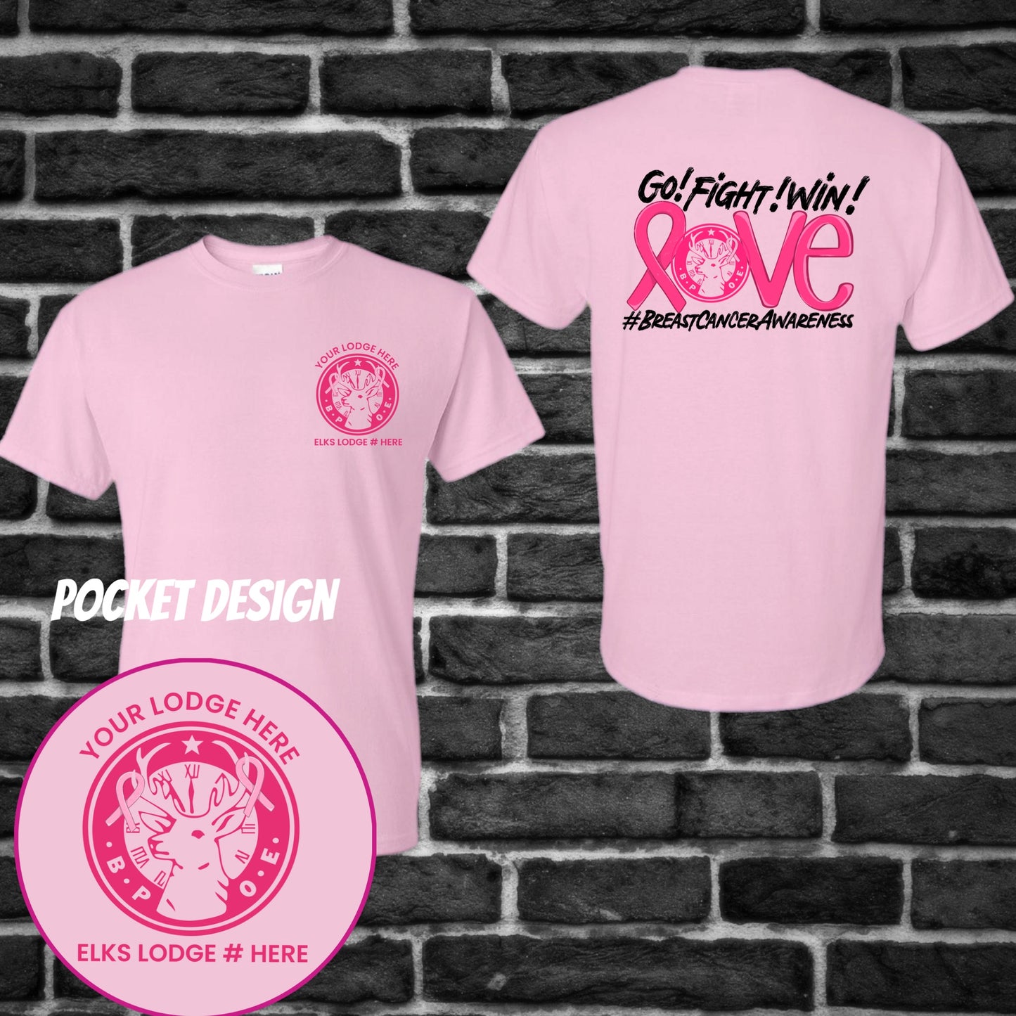 Custom Elks Lodge - Breast Cancer (Pink & Black)