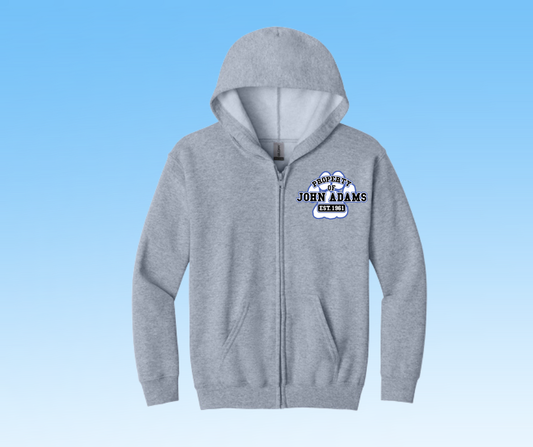 John Adams Spirit Wear - Gray Full Zip (Toddler-Adult)