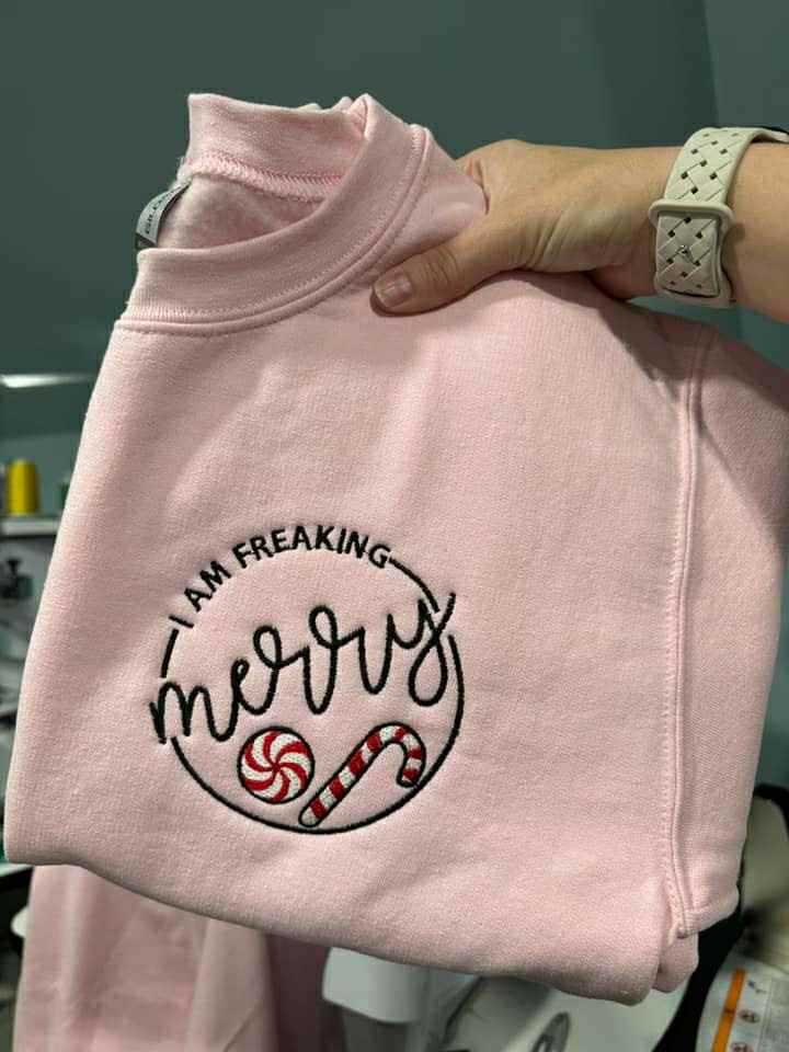 Embroidered - Pre Order --> Christmas Pocket I'm a freaking merry