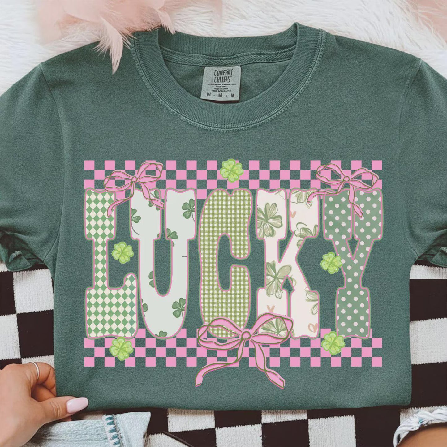 St. Patrick's Day 2026 -- Lucky Pink Checkered