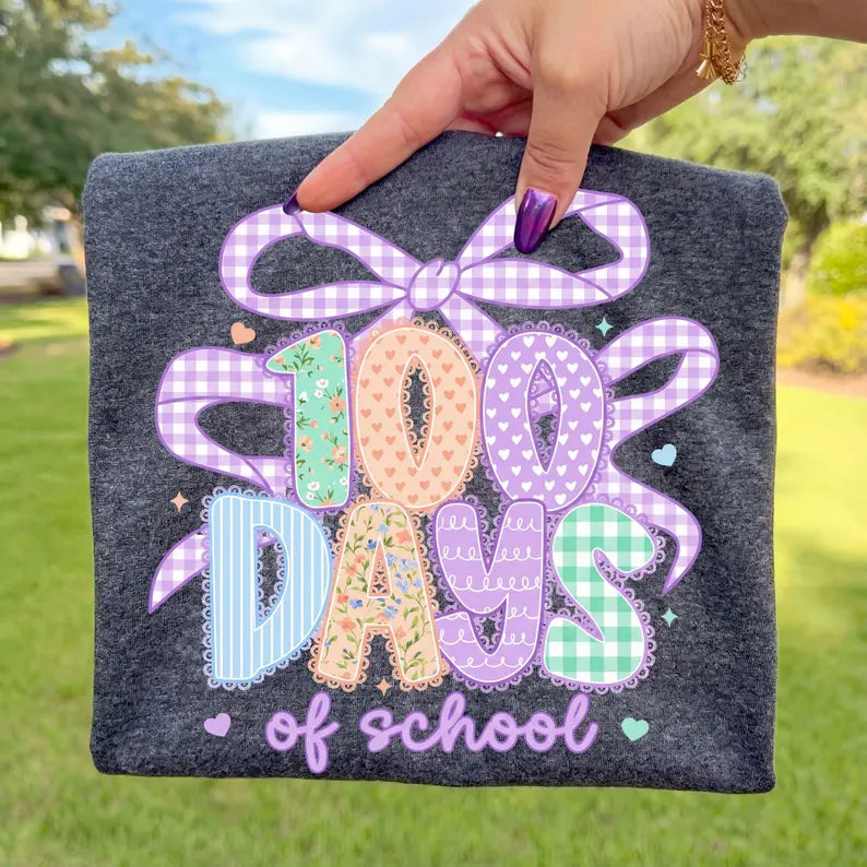 100 Days of School -- Purple Bow