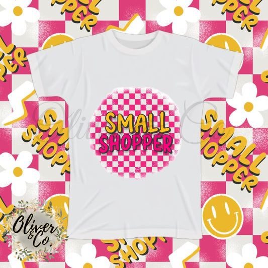 SMALL SHOPPER -- Pink & Yellow Checkerboard (No Shop Names)