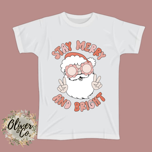 Merry & Bright -- Retro Santa (Pink)