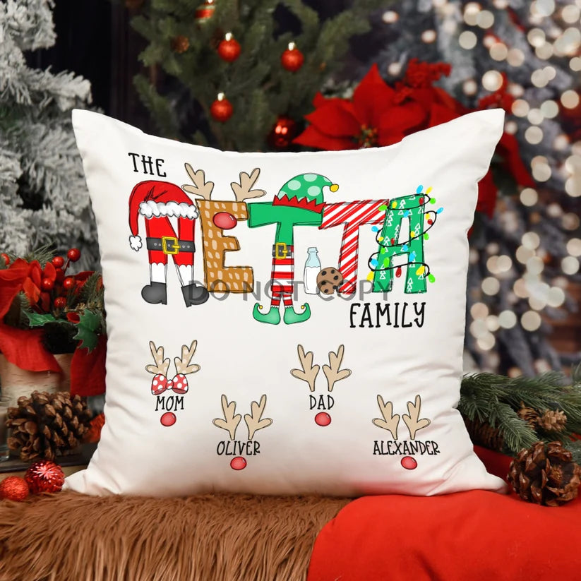 Reindeer Family Pillow Cover